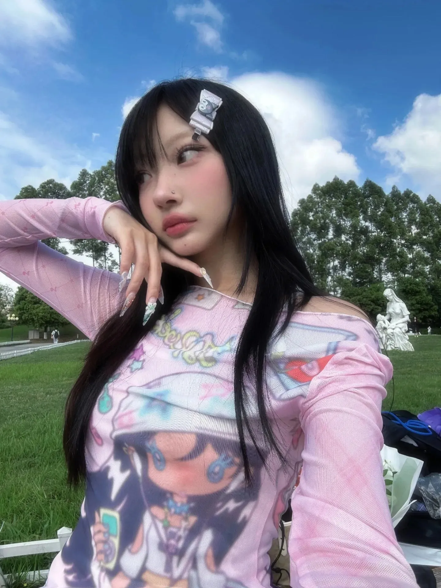 Y2K Pink Mesh Top