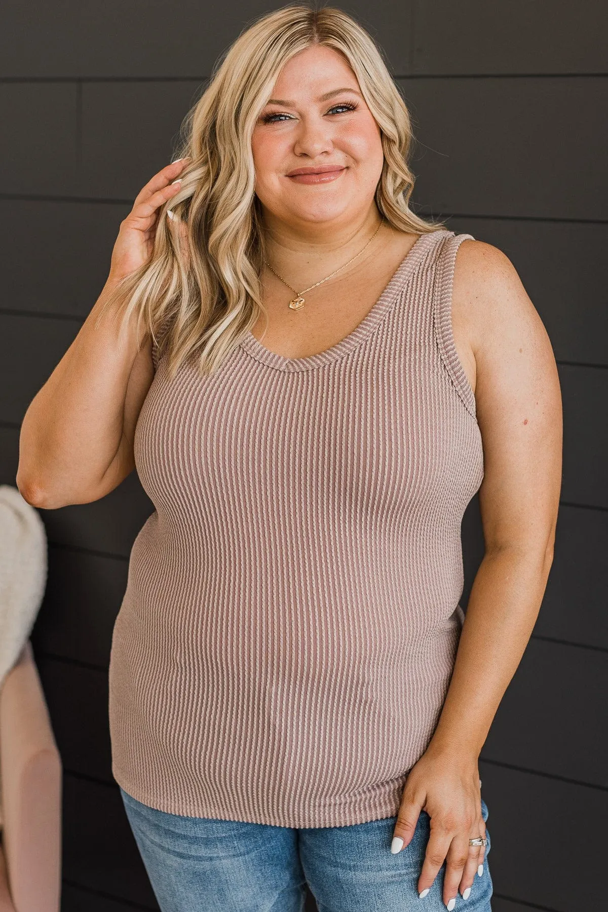 Yours Forever Ribbed Knit Tank Top- Mocha