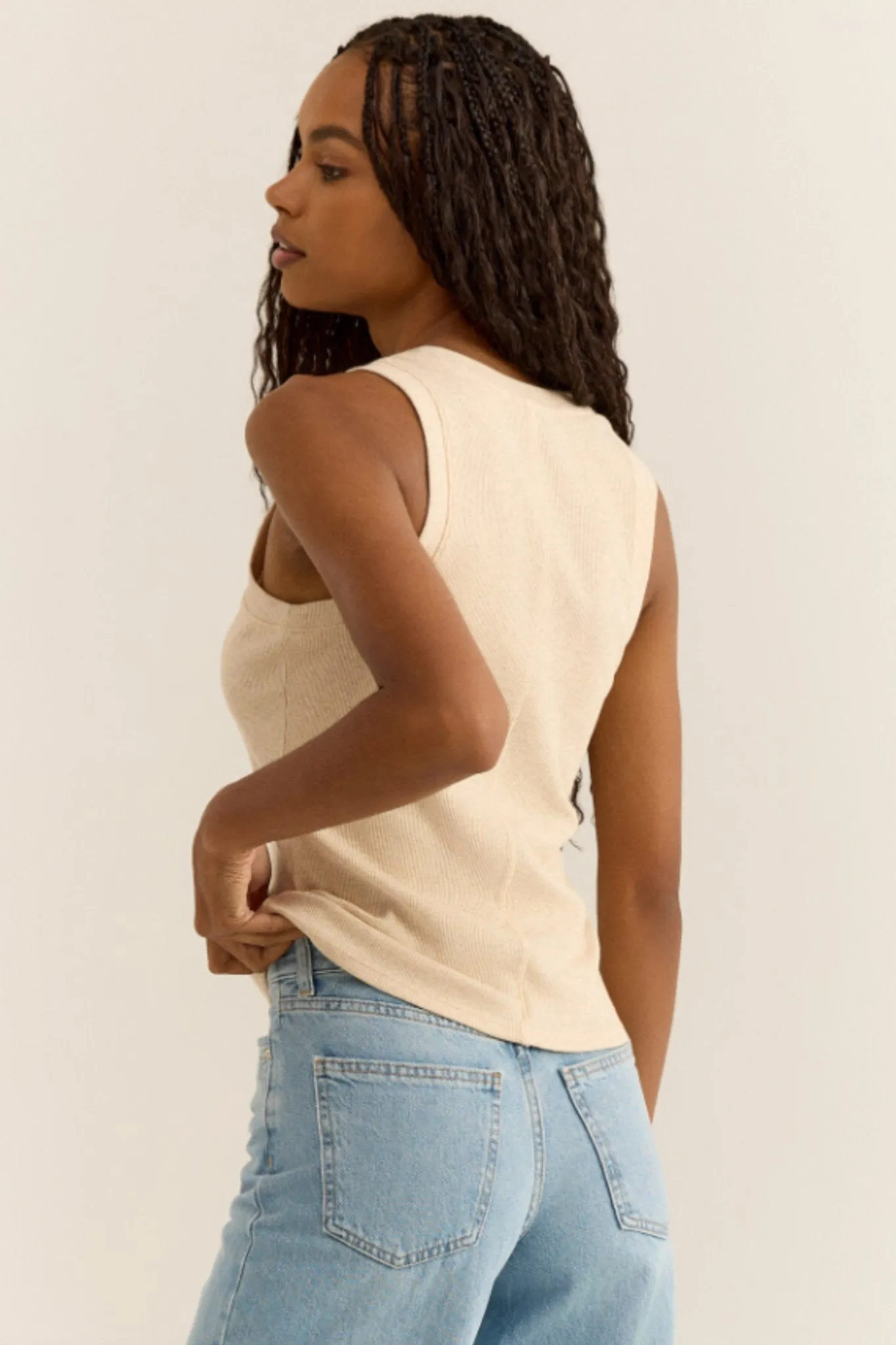 Z Supply: Sirena Rib Tank in Light Oatmeal Heather